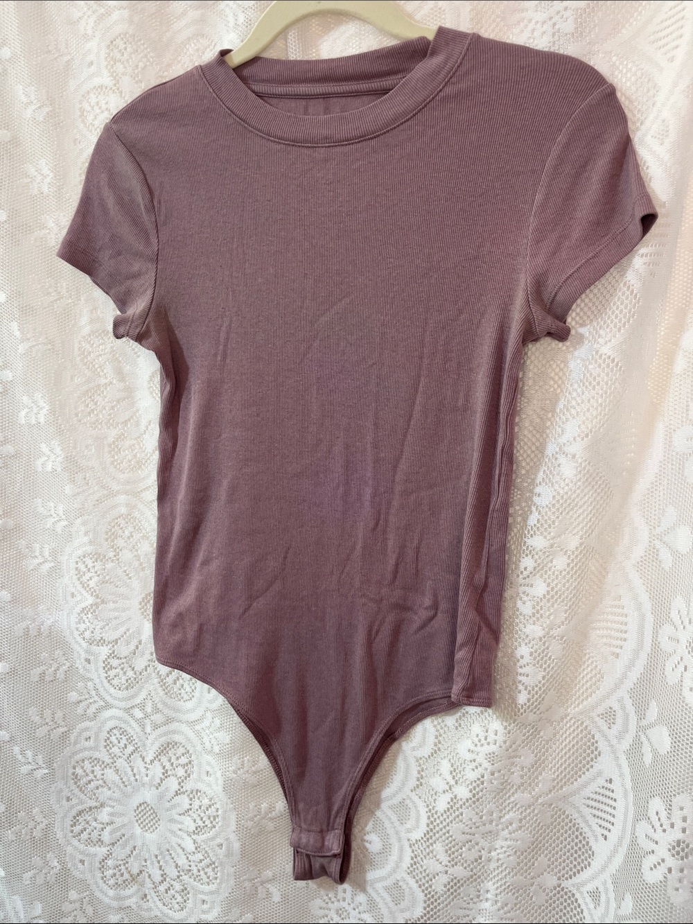 😻5for$15😻A new day Ribbed Mauve Short Sleeve Bodysuit S